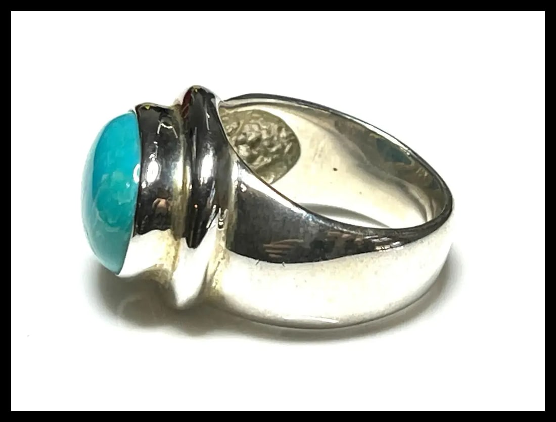 Estate ESPO Sterling Silver & Turquoise Statement Ring - 5