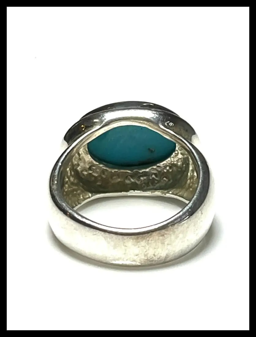 Estate ESPO Sterling Silver & Turquoise Statement Ring - 6