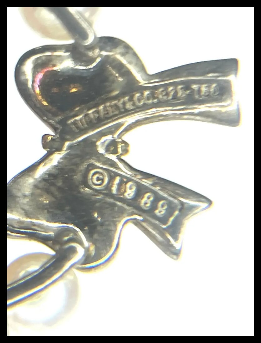 Estate 1989 Tiffany & Co Pearl Bow Wreath Brooch/Pin - 6