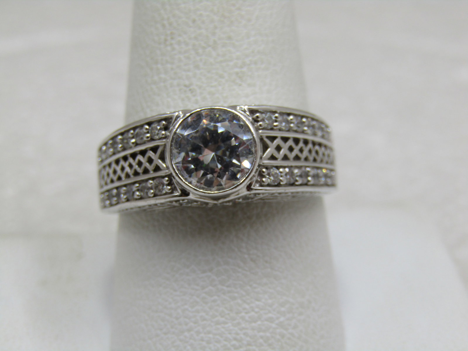 Sterling CZ Domed Ring, Sz. 10.25, Diamoniquem 8mm - 3
