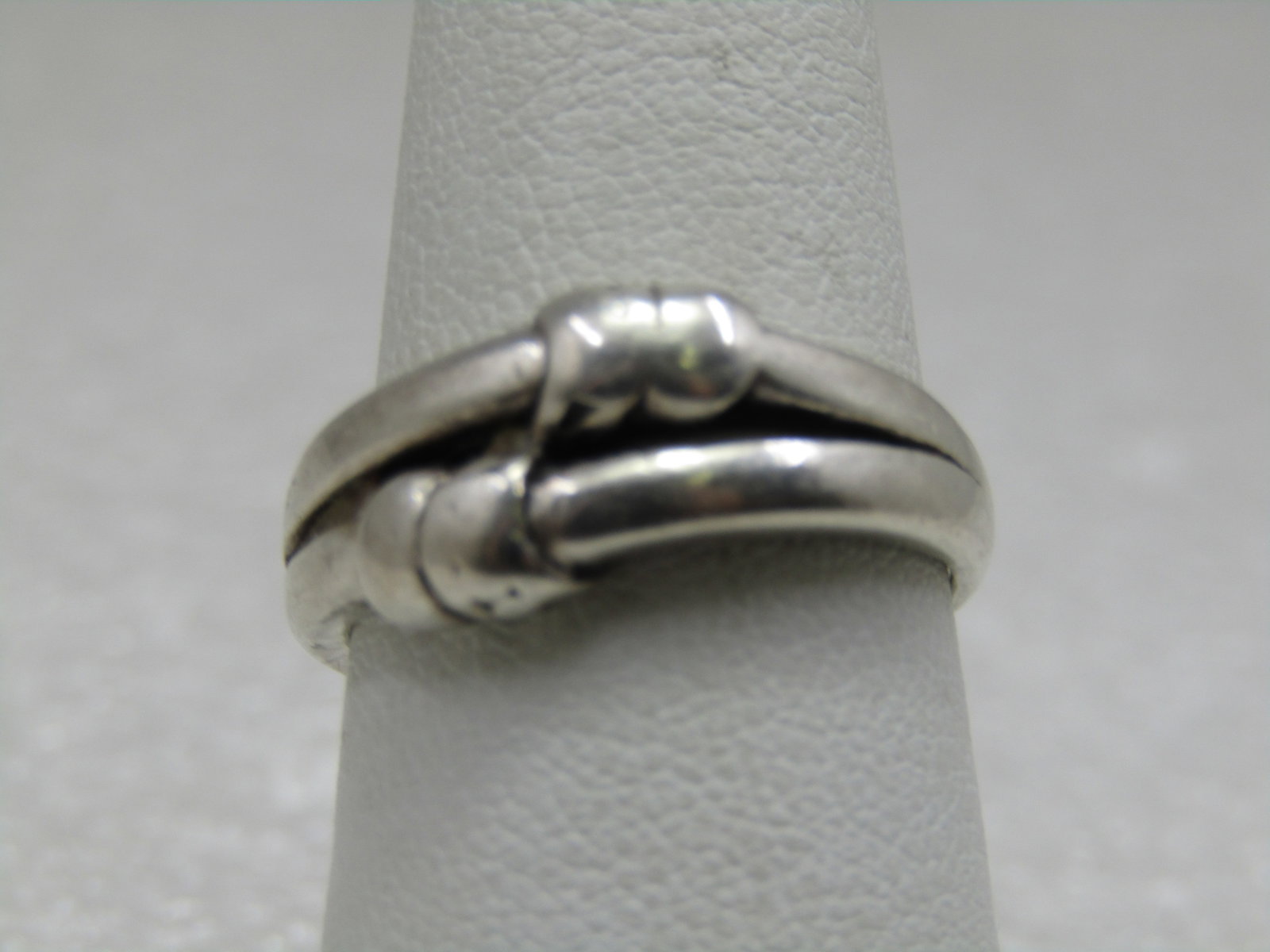 Sterling Double Band Ring, Sz. 8.25, Wrapped Accents: Sterling Double Band Ring, Sz. 8.25, Wrapped Accents, Signed R. 8mm wide on top, 2.5 at back. Some wear at back of band. Marked Sterling, tested, weight is appx. 3.50 gr. Signed W and TH (W11621.1X3 S