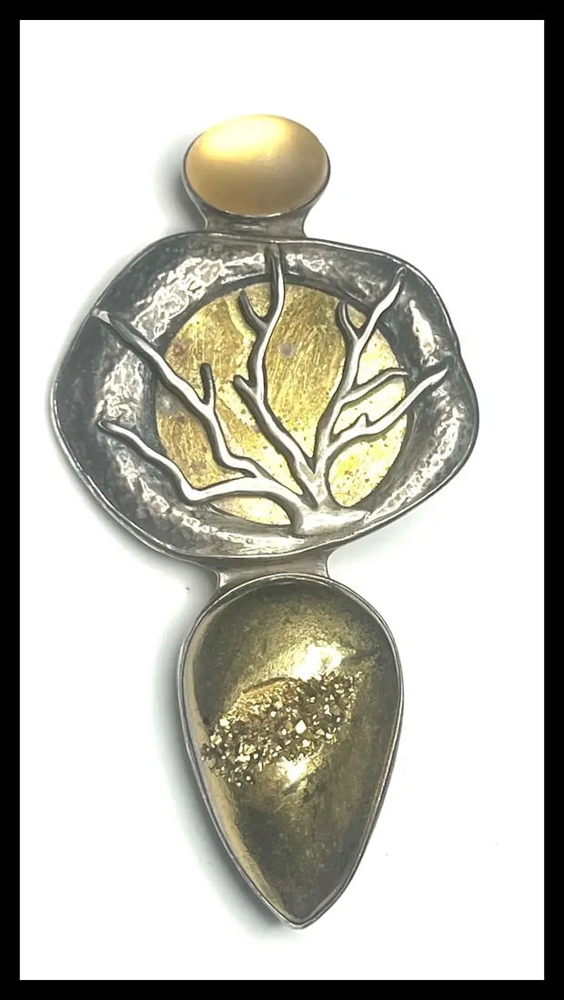 Estate Amy Kahn Russell Echo of the Dreamer 22k Gold in Crystal over Drasy and Sterling Silver - 2