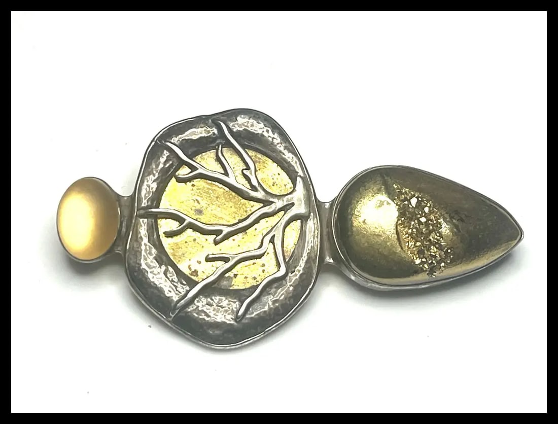 Estate Amy Kahn Russell Echo of the Dreamer 22k Gold in Crystal over Drasy and Sterling Silver - 3