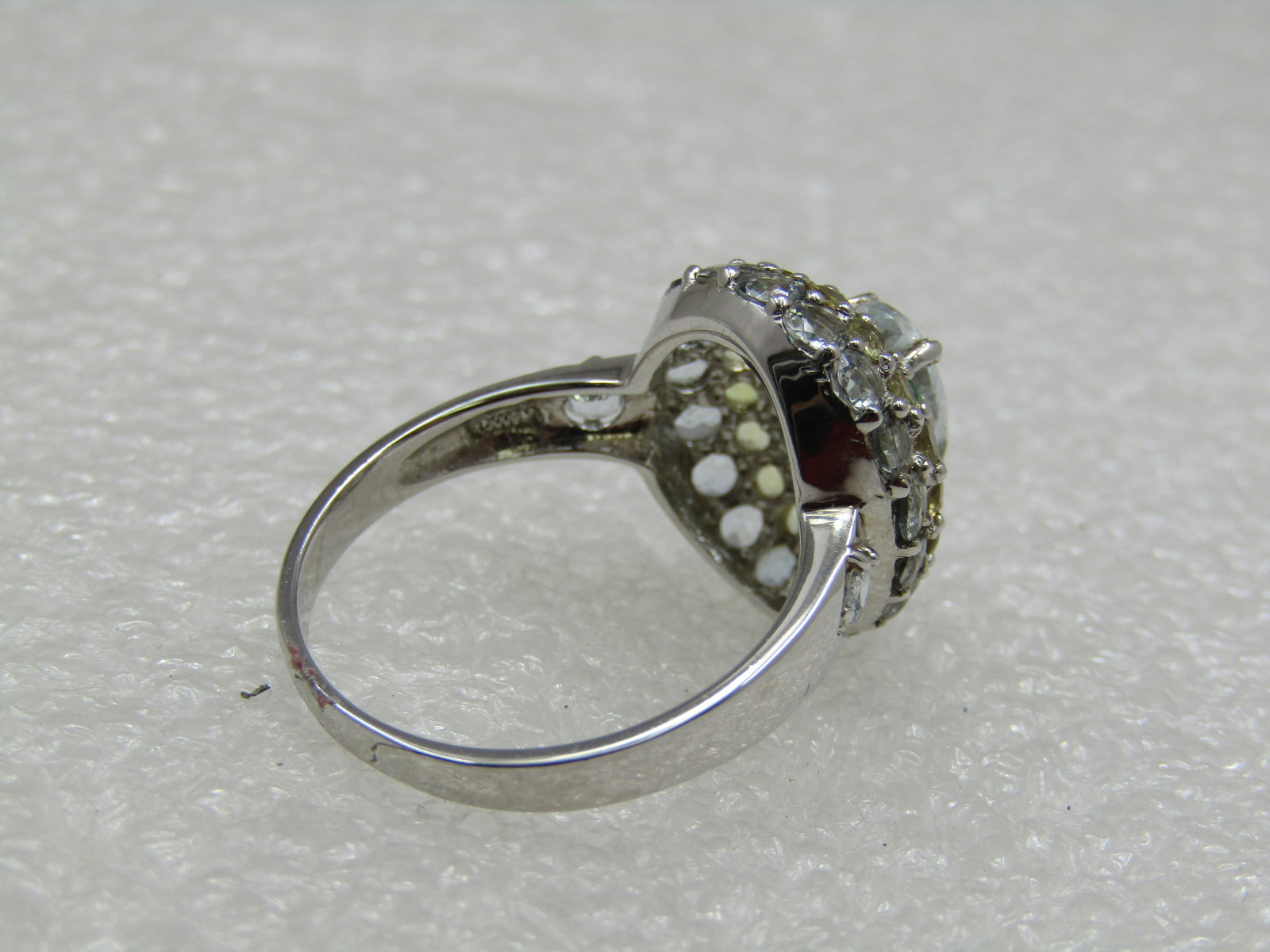 Sterling Topaz CZ Halo Ring, Sz. 8.5 - 5