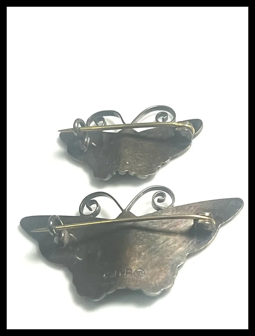 Vintage David Andersen Norway Sterling Silver and Enamel Butterfly Brooches - 5