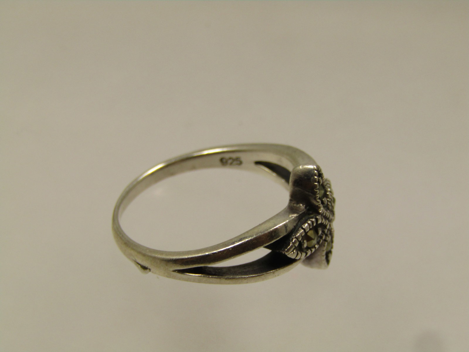 Vintage Sterling Marcasite Pointed Ring, Sz. 8, 1980's - 6