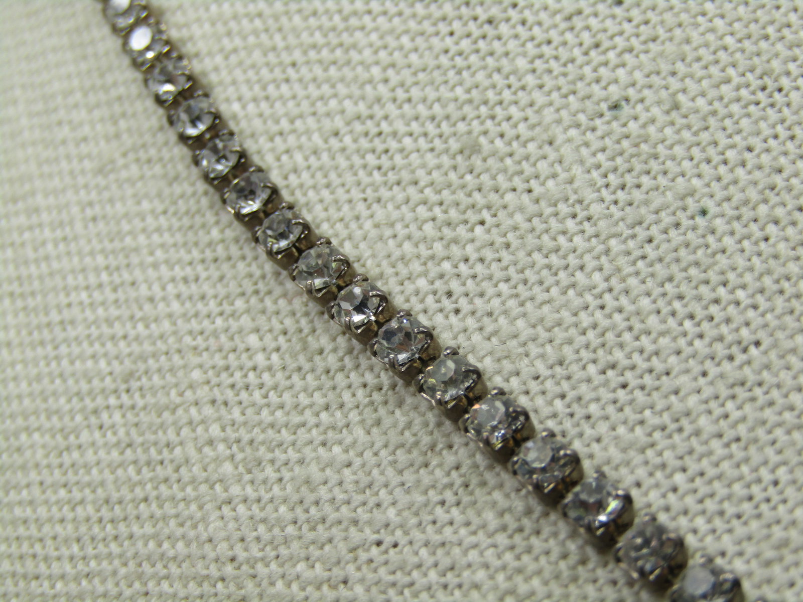 Vintage Rhinestone Link Necklace, 18", 3mm, Flip Clasp, Mid-Century - 4