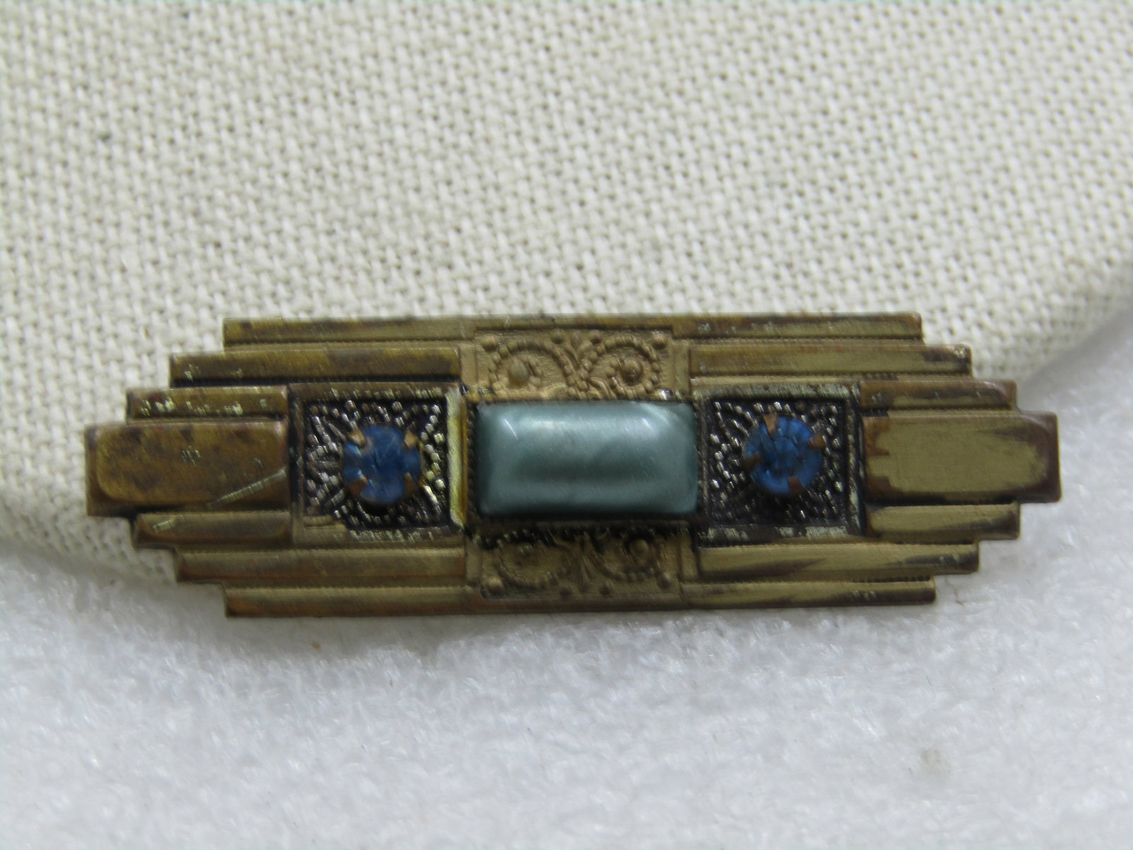 Antique Art Deco Brooch, Rhinestones , C-Clasp, 1910-1920's - 4