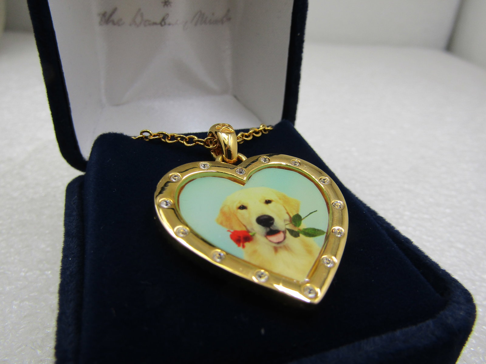 Danbury Mint Golden Retriever Heart Pendant Neclace, Original Packaging - 2