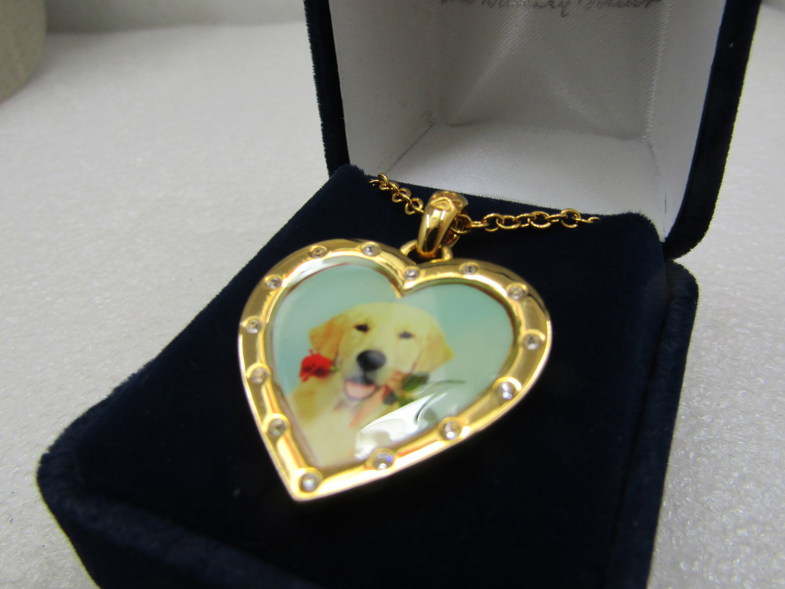 Danbury Mint Golden Retriever Heart Pendant Neclace, Original Packaging - 3