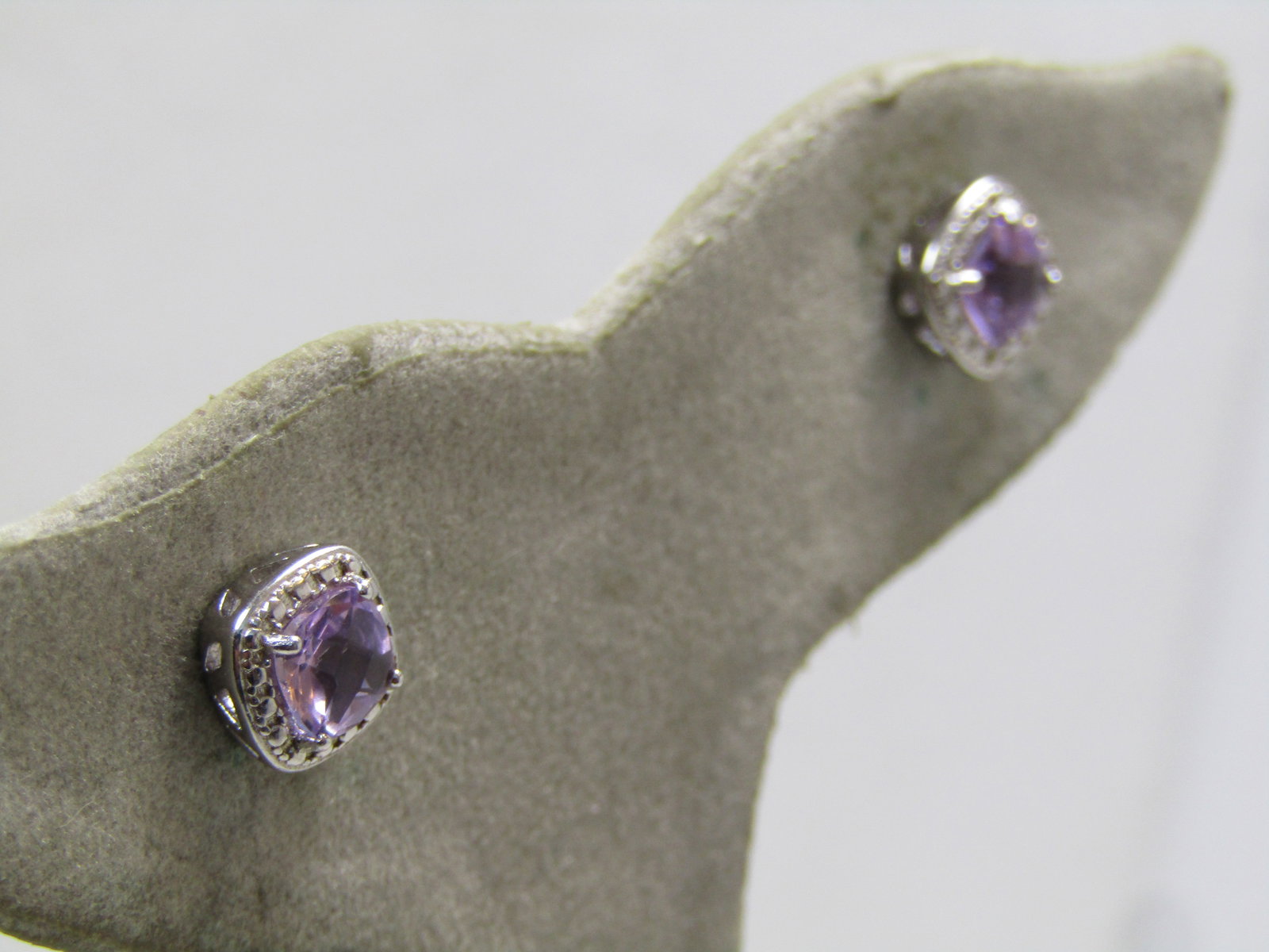 Sterling Silver Amethyst Stud Earrings, Pierced, Signed DBJTH, 2000's - 3