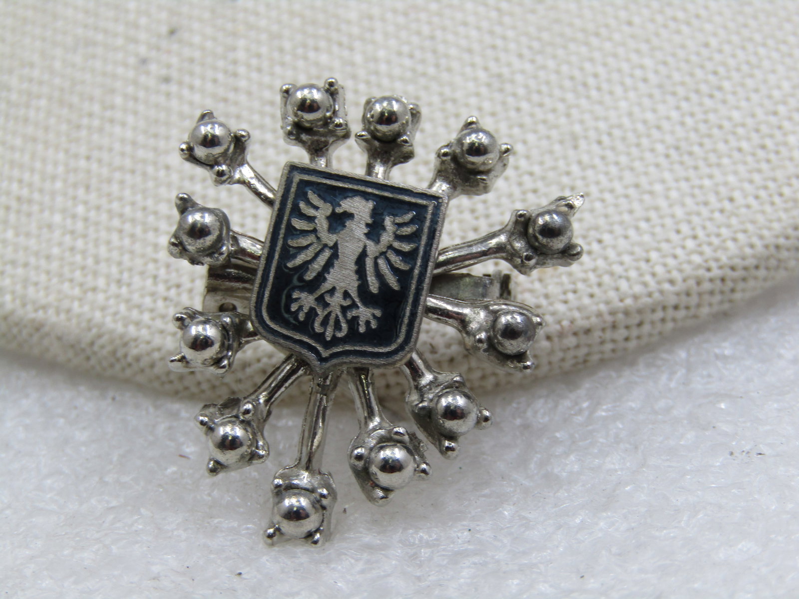 Vintage Enameled Bird Crest/Flag Brooch, Enameled, 1970's - 3