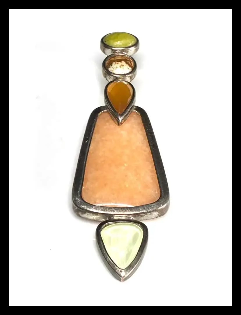 Estate Whitney Kelly Sterling Silver Mixed Gemstone Pendant - 2