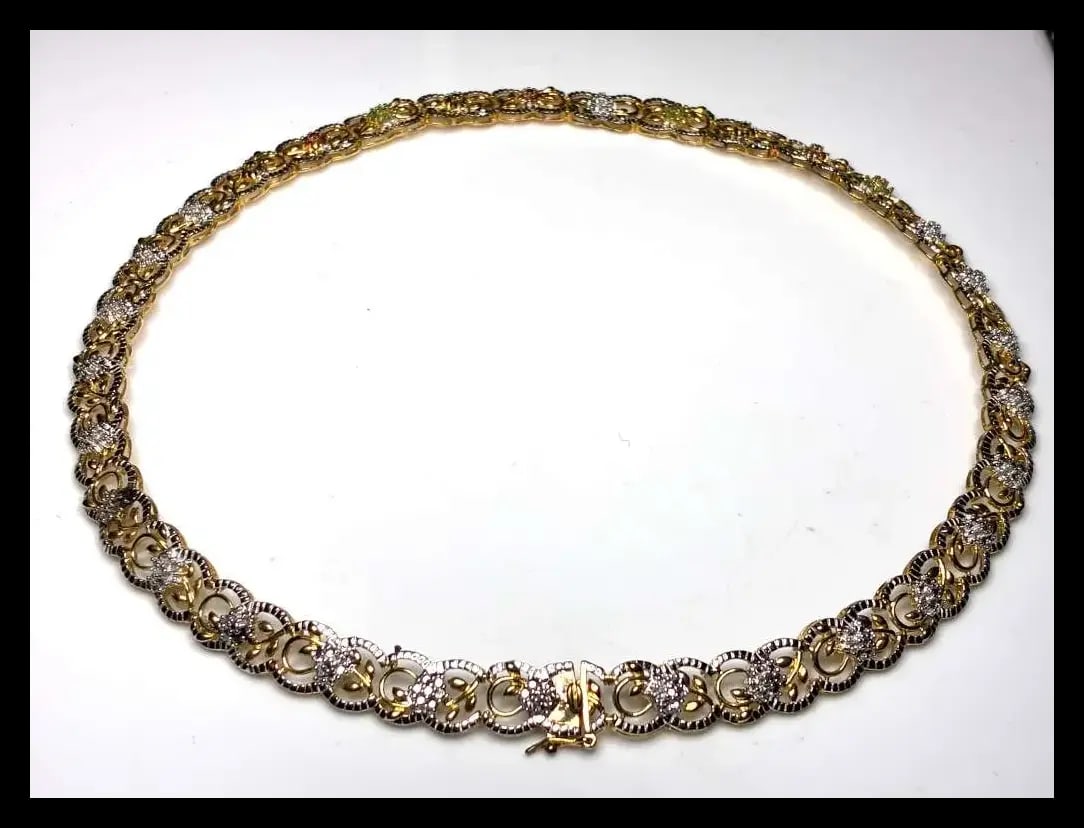 Estate Fancy Ornate Sterling Silver Filigree Necklace with Emeralds and Sapphires - 9