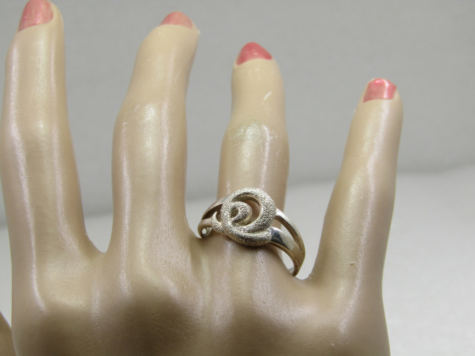 Sterling Textured Modern Looped Ring, Sz. 9.25, Signed STS - 6