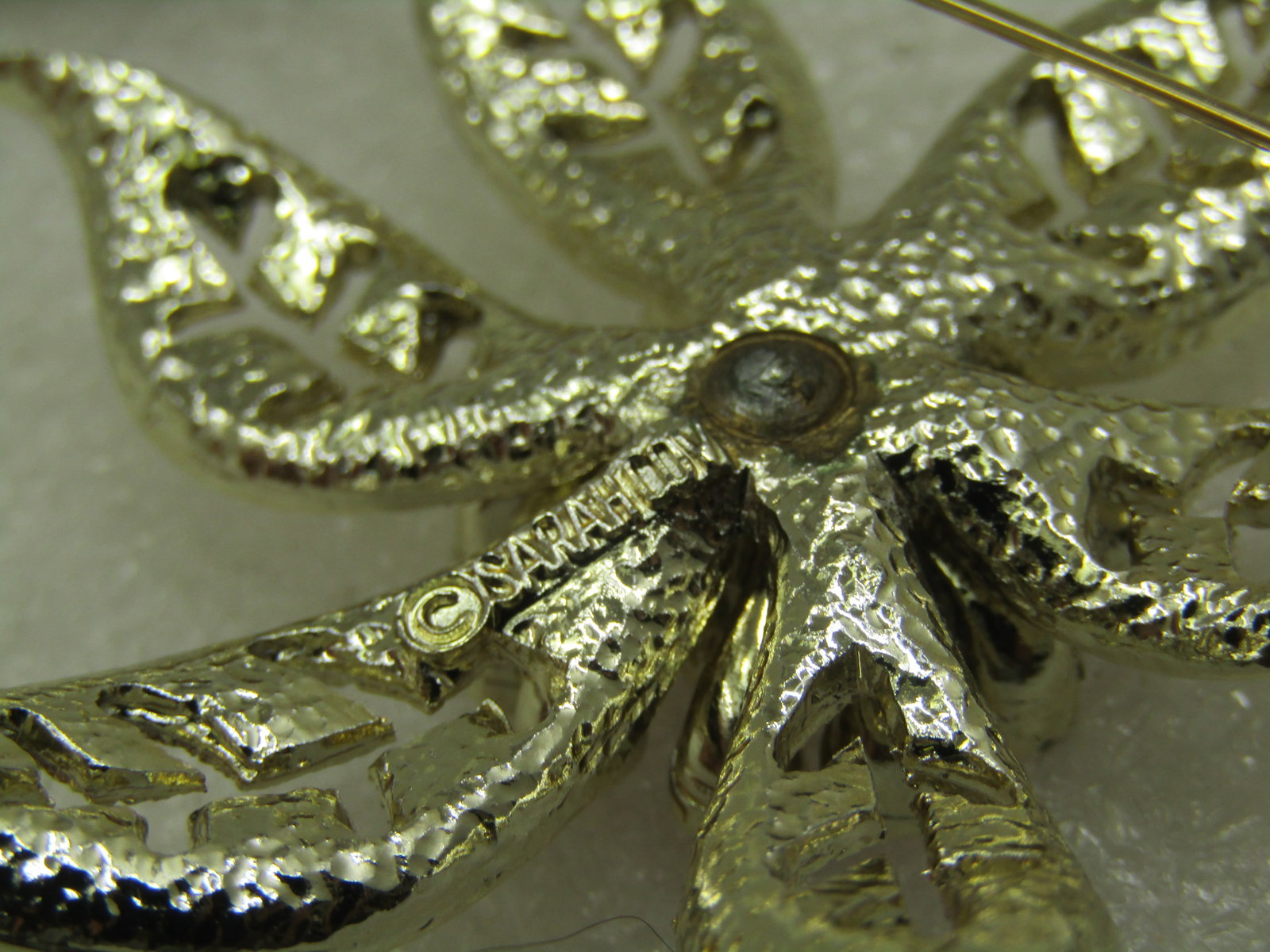 Vintage Pink Rhinestone Floral Brooch, 2.5", 1960's - 5