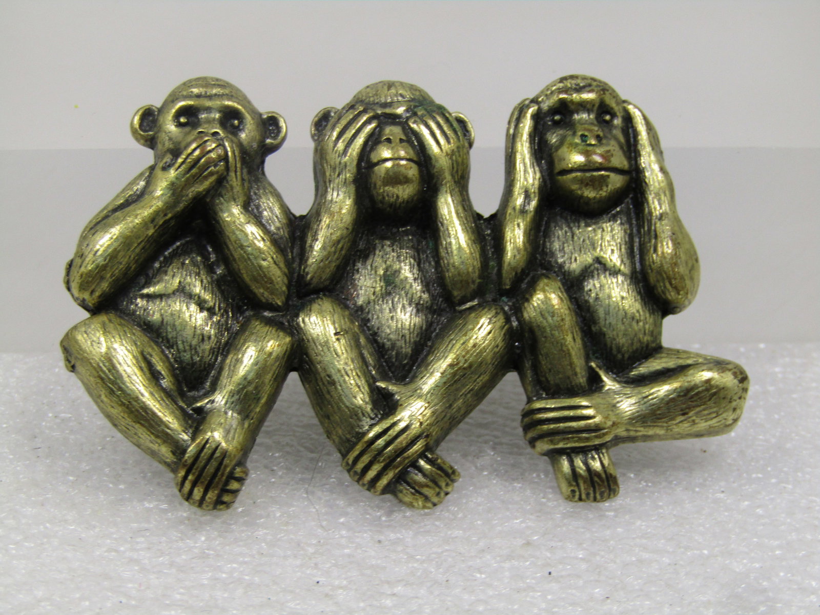 Vintage Speak See Hear No Evil Monkey Brooch, 1980's - 2