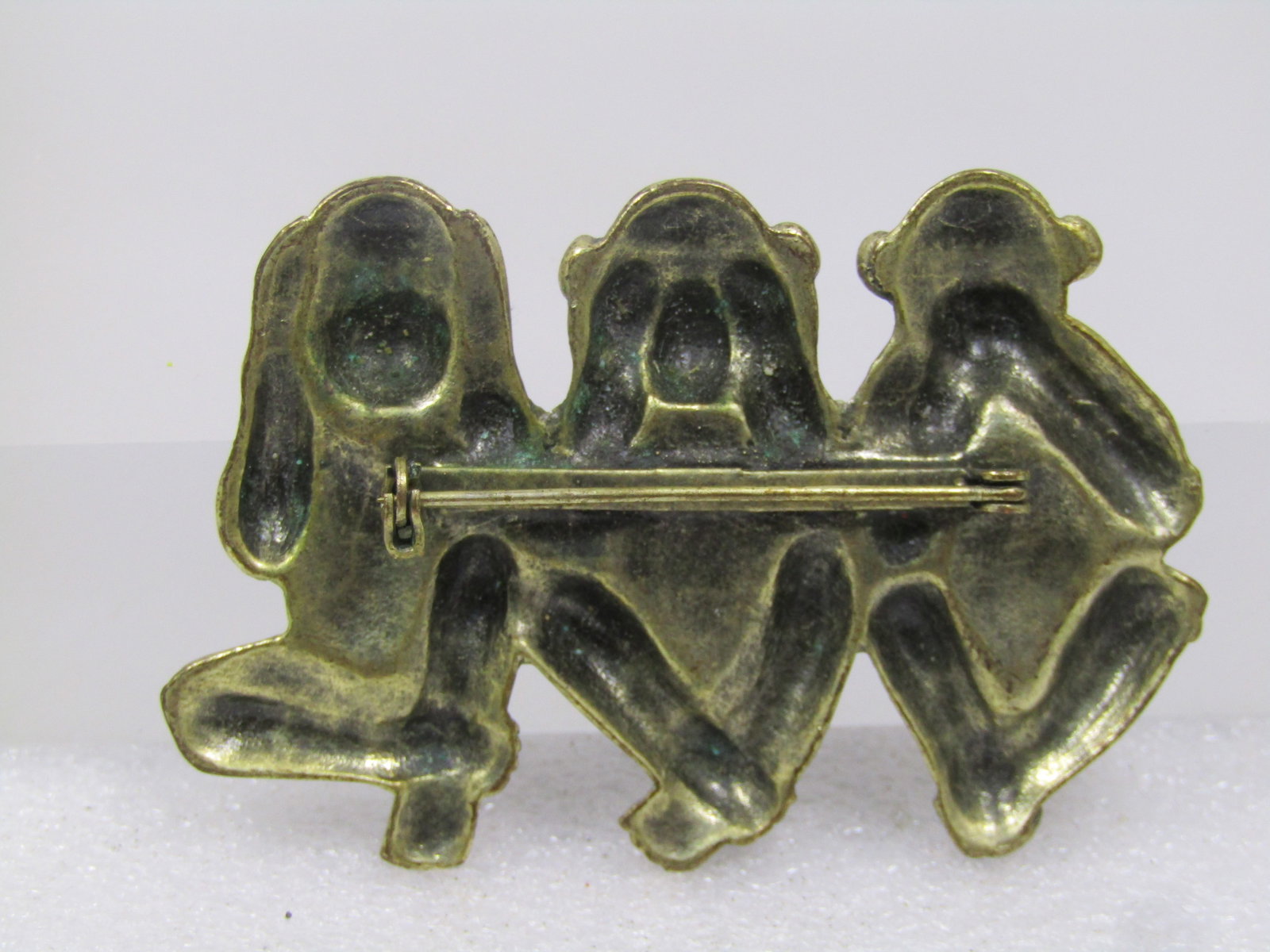Vintage Speak See Hear No Evil Monkey Brooch, 1980's - 3