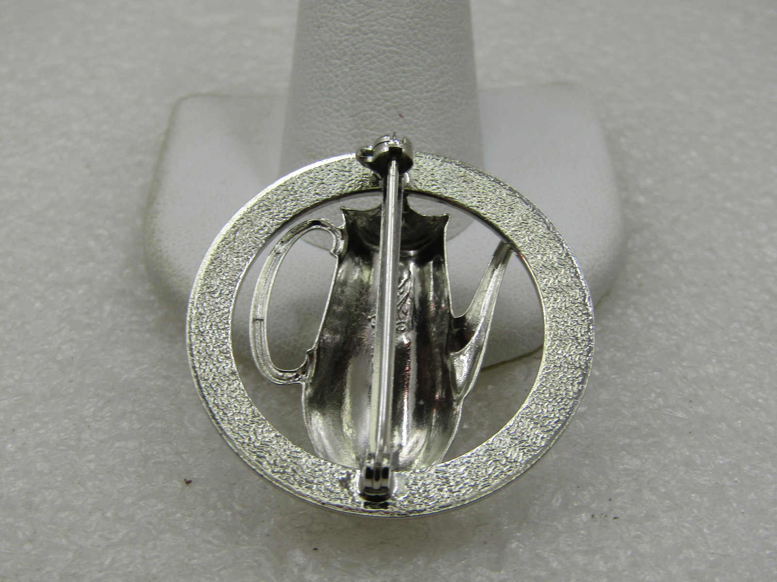Vintage Circle Brooch With Tall Coffee/Tea Pot, 1960's - 4
