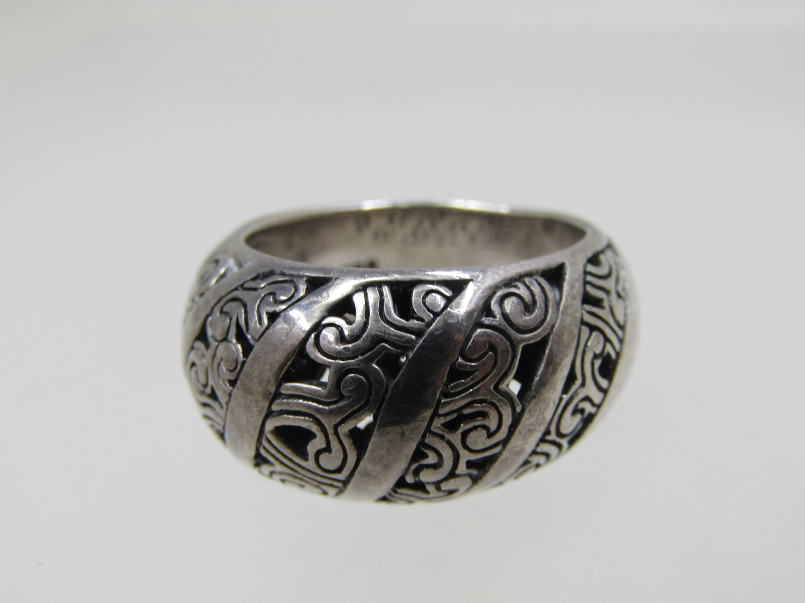 Vintage Sterling Silver, Ring, Cut-Out Scrolled, Sz. 7.25 - 5