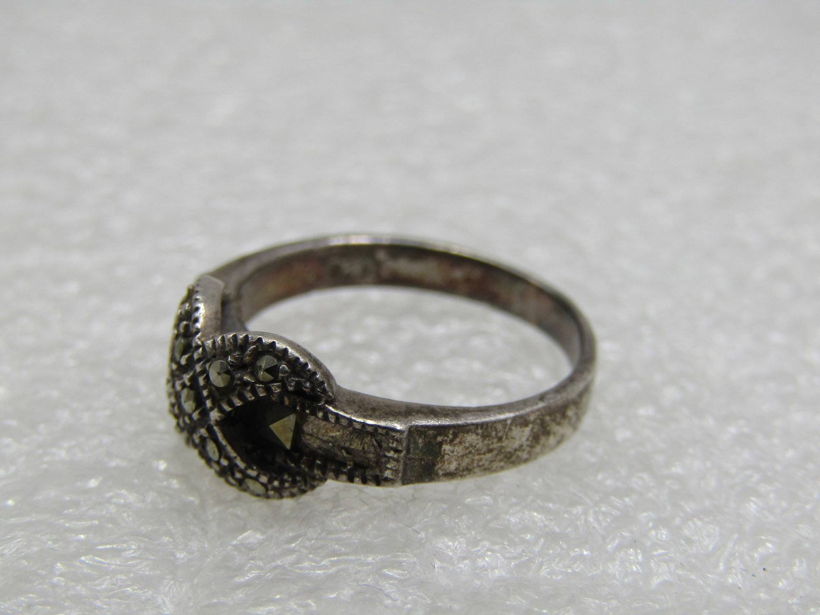 Vintage Sterling Marcasite X Ring, Size 7. 1970's-1980's - 6