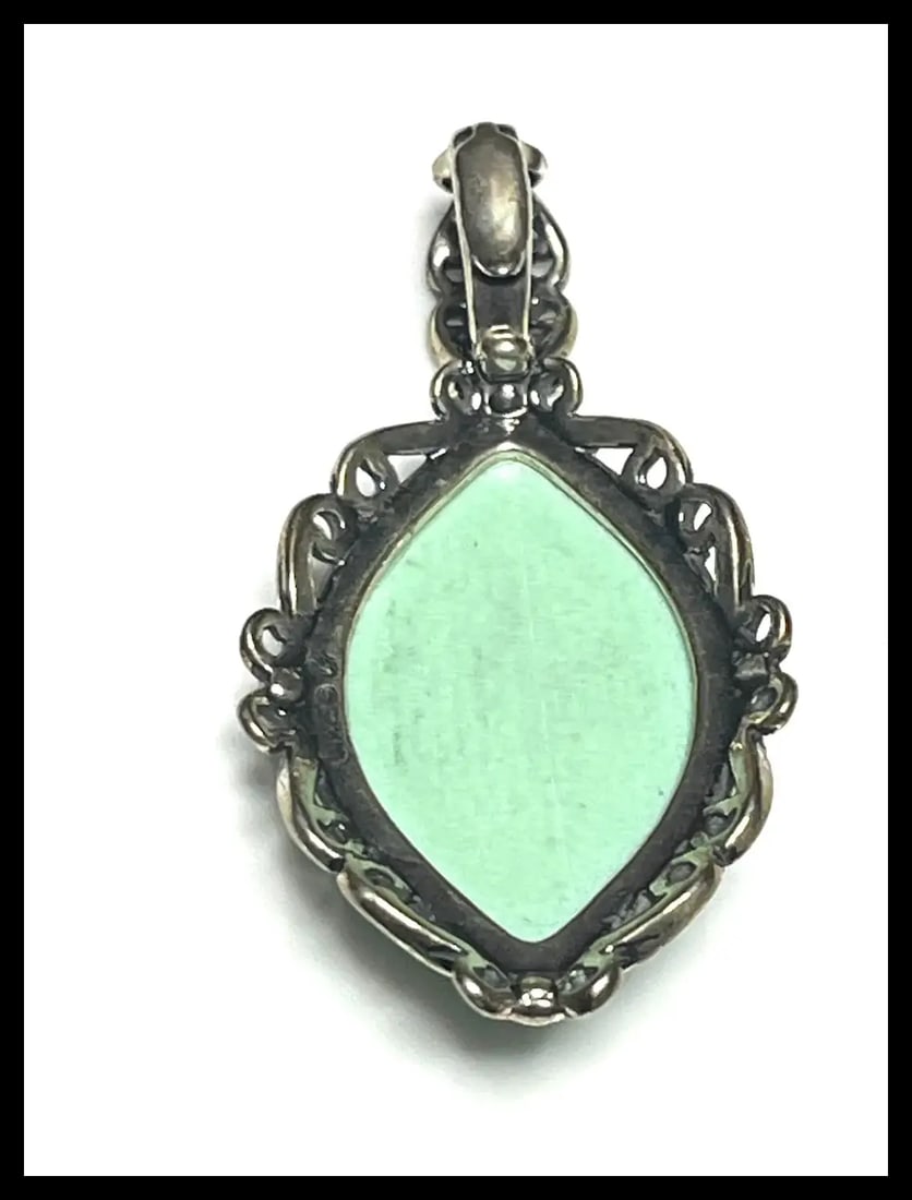 Carolyn Pollack Sterling Silver Chrysoprase Oval Enhancer Pendant - 6