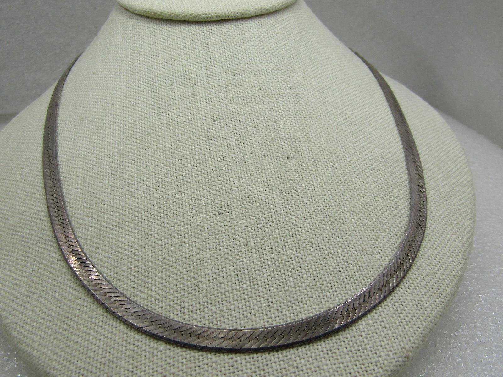 Vintage Sterling Herringbone Necklace, 5mm, 20", Unisex - 3