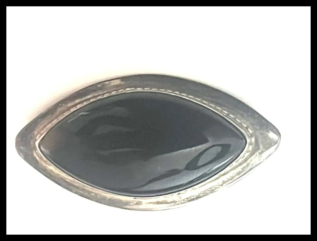 Vintage Signed CSD Sterling Silver and Black Onyx Brooch/ Pin - 2