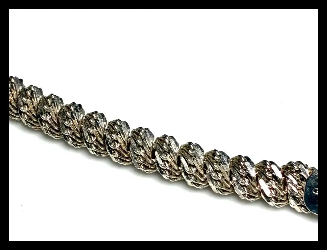 Estate Heavy Sterling Silver Twisted Spiral Chain Link Necklace - 4