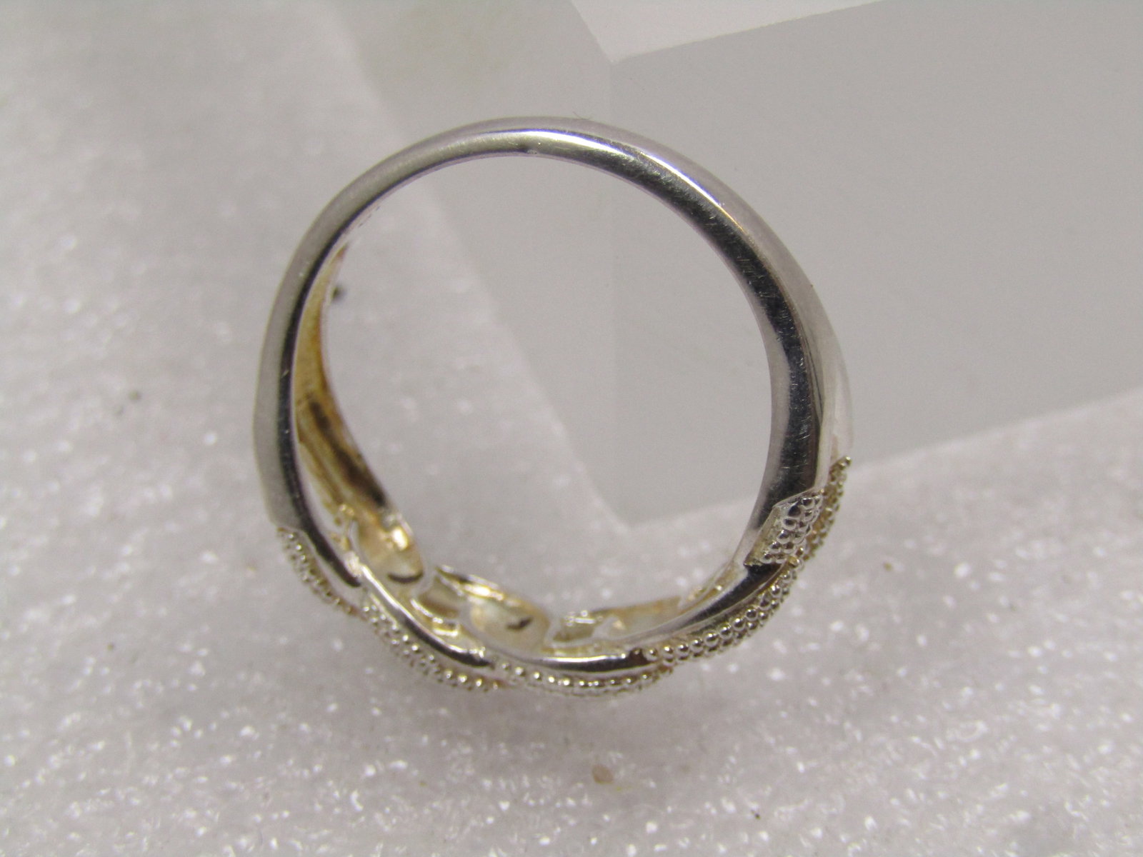 Sterling Silver Textured Ring, Chain Link Top, Sz. 8.25, 1990's, Signed - 7