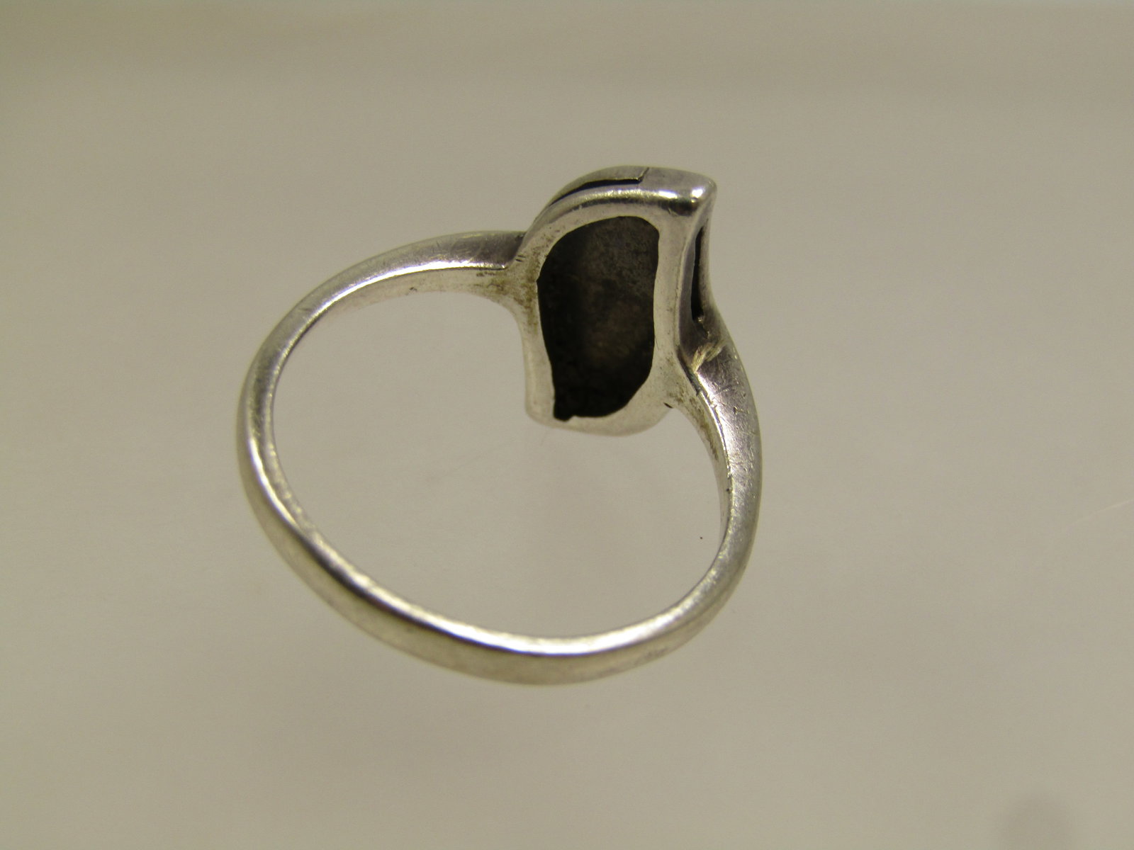 Vintage Sterling Inlaid Onyx Marcasite Ring, Sz. 8.25, 1980's, Signed - 5