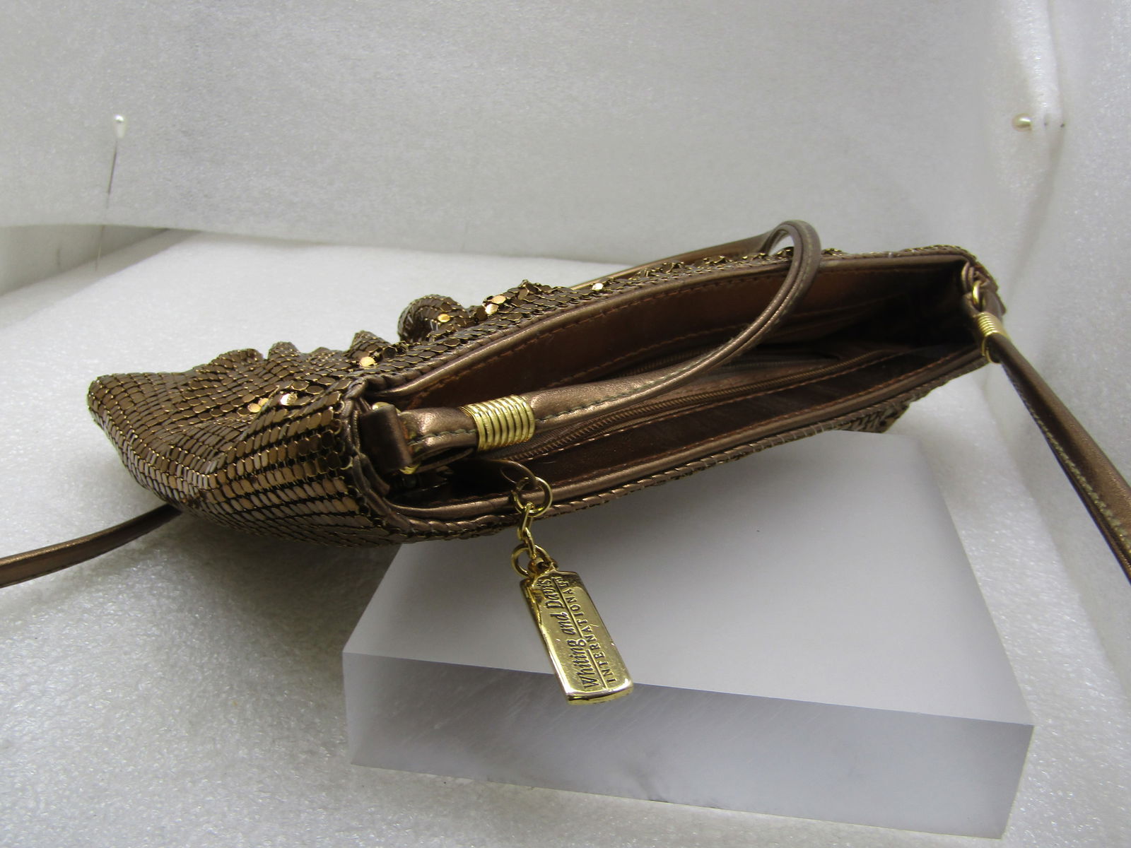 Whiting & Davis International Mesh Purse, Cross Body, Gold - 2