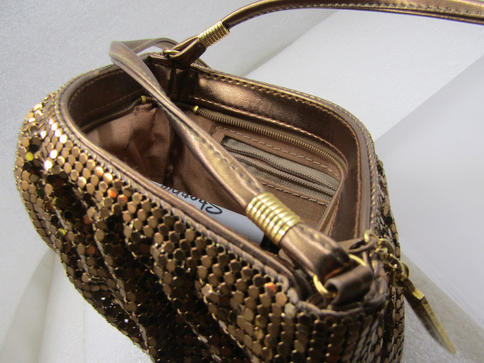 Whiting & Davis International Mesh Purse, Cross Body, Gold - 5