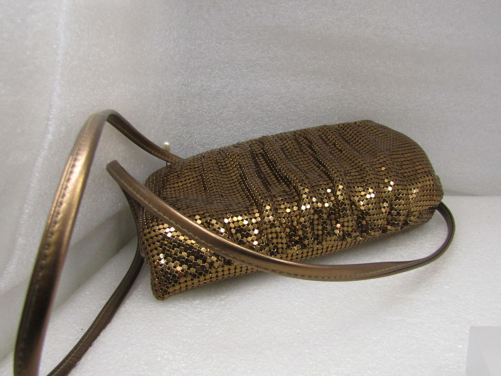 Whiting & Davis International Mesh Purse, Cross Body, Gold - 7