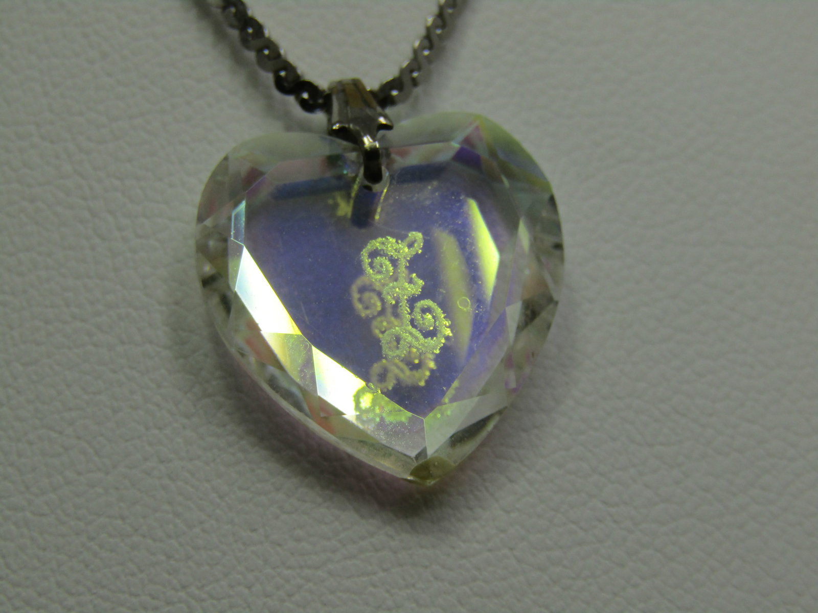 Sterling Aurora Borealis Initial F Heart Necklace, 24" - 2