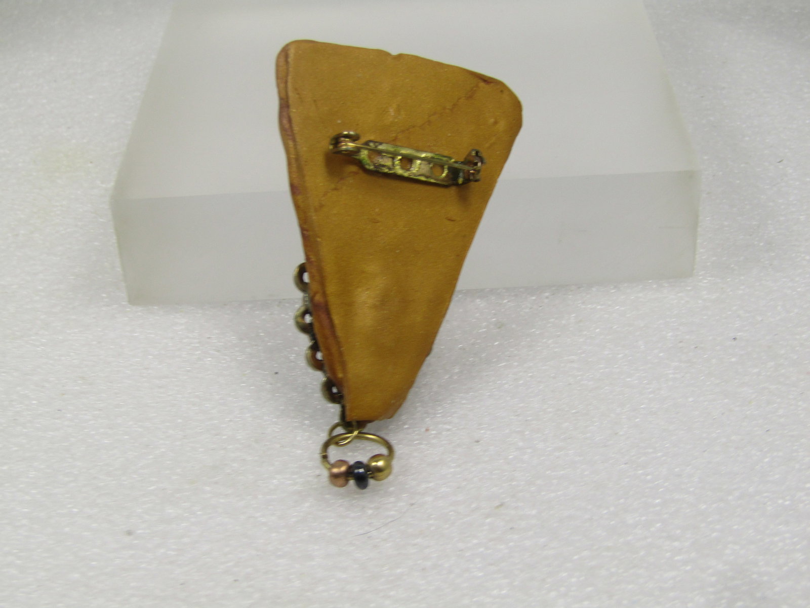 Vintage Cherub Handmade Brooch, Wedge with Embellishments, 1980's - 4