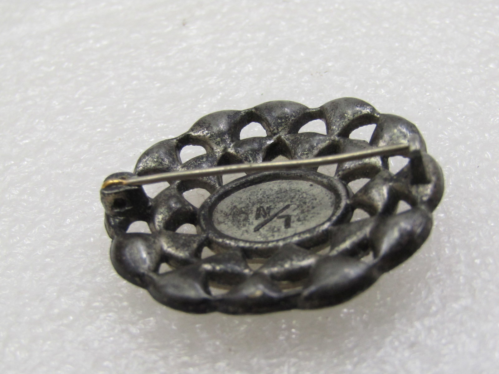 Vintage Little Nemo Abalone Rhinestone Brooch, 1930's Signed L/N - 5