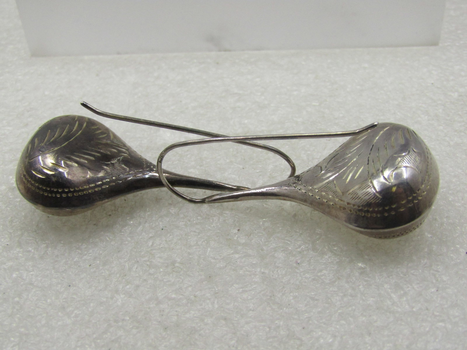 Vintage Southwestern Sterling Puffy Engraved Earrings, Pierced 2" - 6