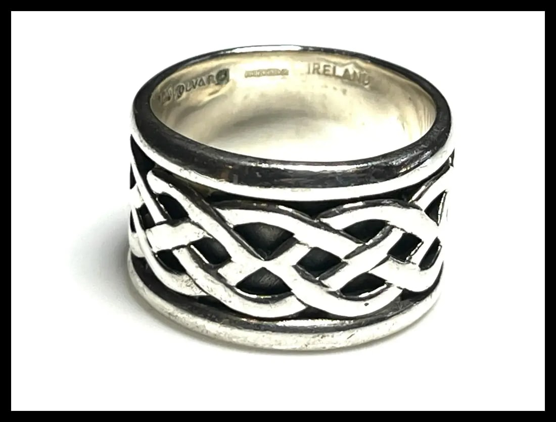 Estate Solvar Sterling Silver Celtic Eternity Knot Wedding Ring- Ireland - 3