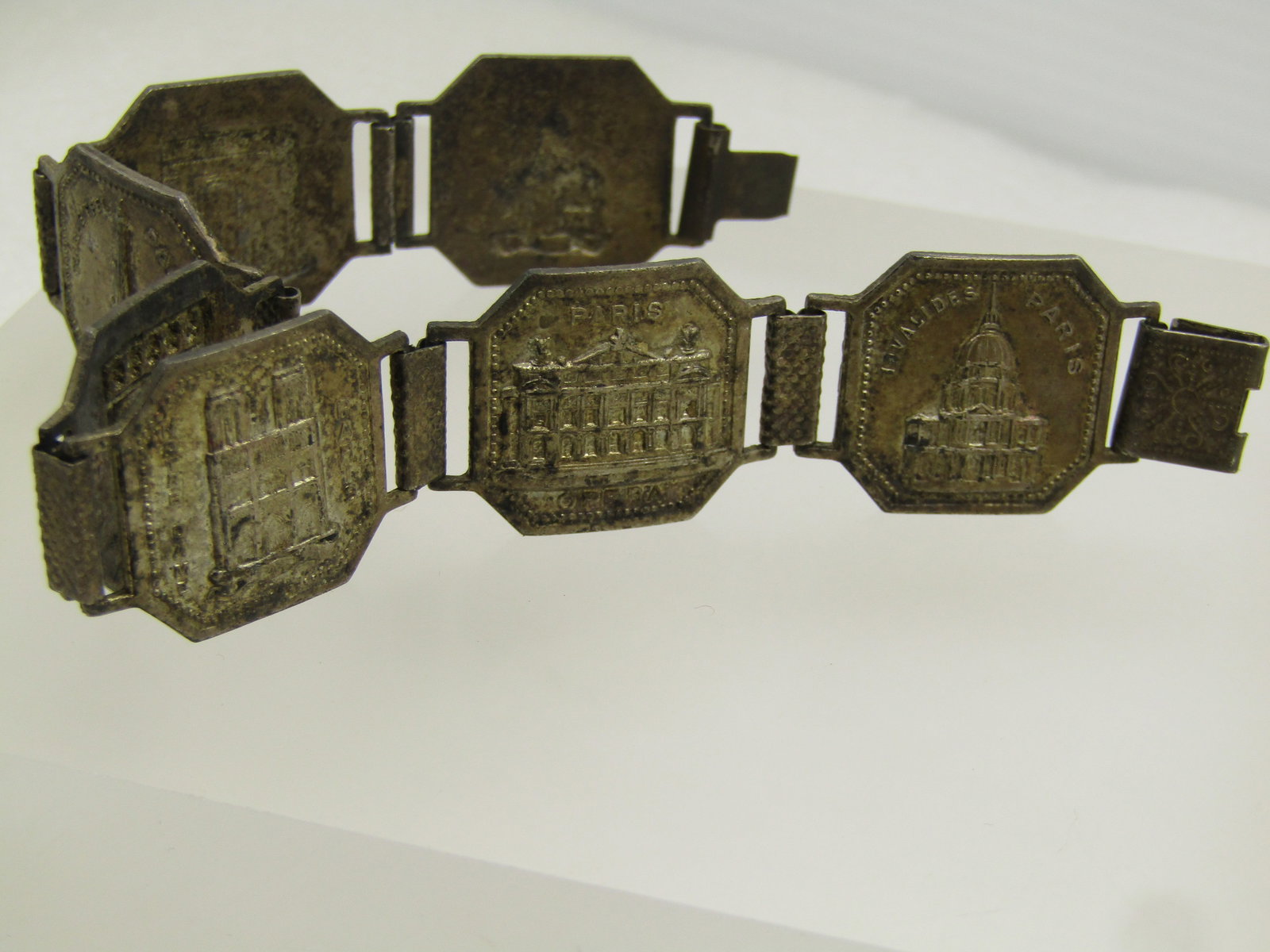 Vintage Silver Tone Paris Tiled Bracelet , 8", Mid-Century - 3