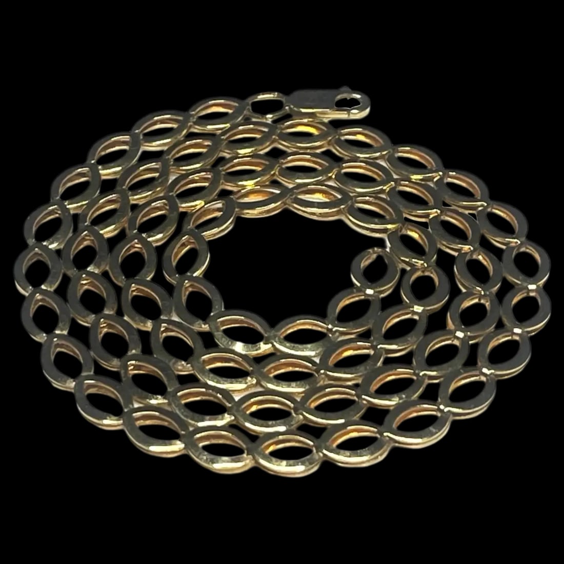 Estate Sterling Silver Gold Plated Fancy Link Chain Necklace: Title: Estate Sterling Silver Gold Plated Fancy Link Chain Necklace Description: Estate Sterling Silver Gold Plated Fancy Link Chain Necklace Hallmarked 925, Heavy Gold Plated Weighs 13.4 grams