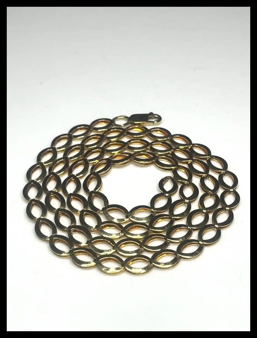 Estate Sterling Silver Gold Plated Fancy Link Chain Necklace - 6