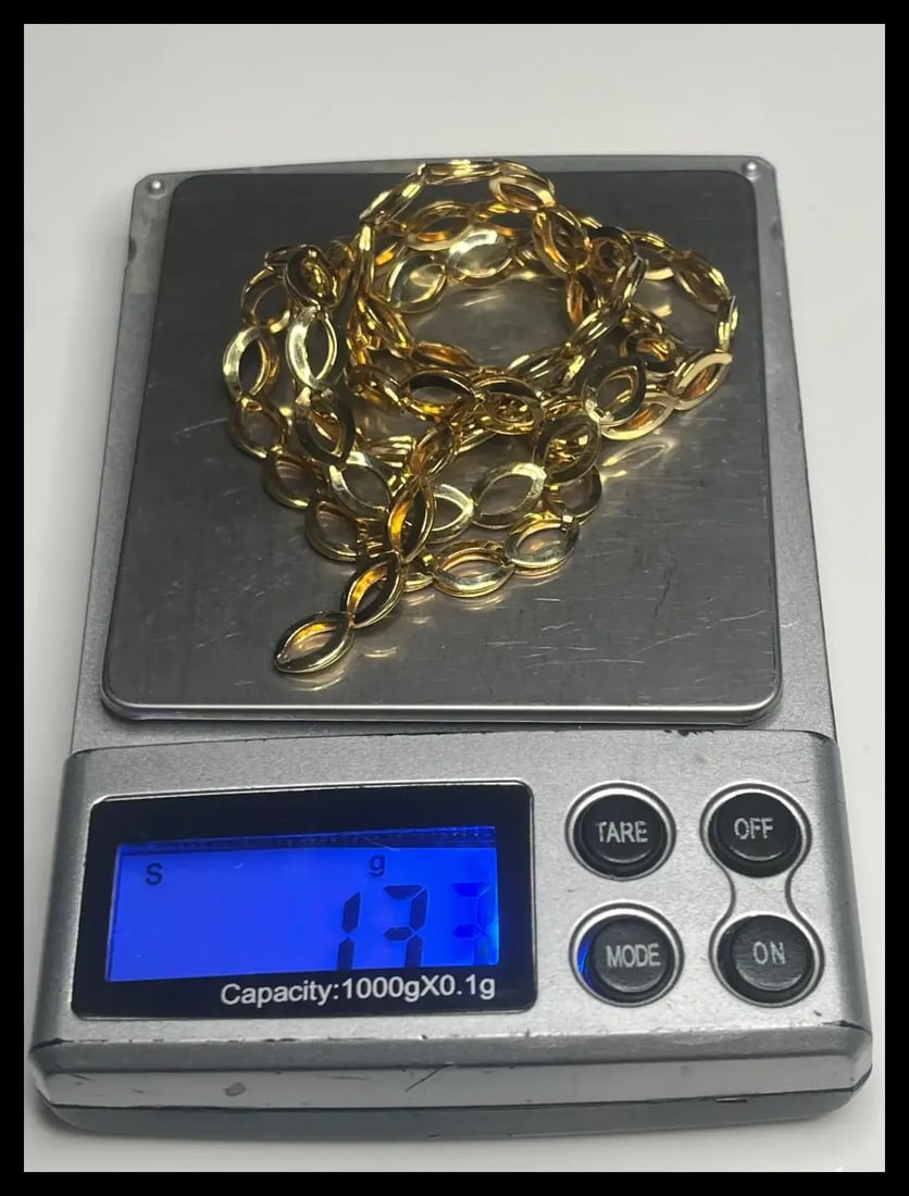 Estate Sterling Silver Gold Plated Fancy Link Chain Necklace - 7