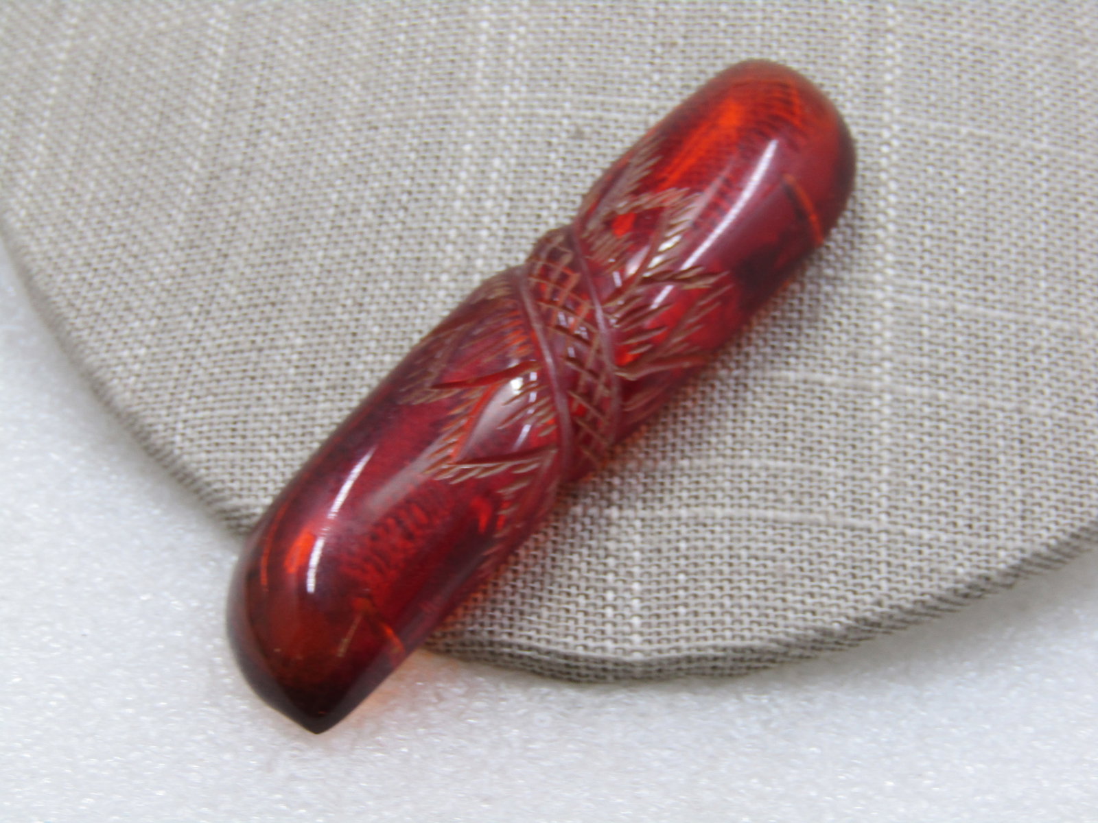 Vintage Carved Amber Lucite Brooch, 3.5", 1930's-1940's - 4