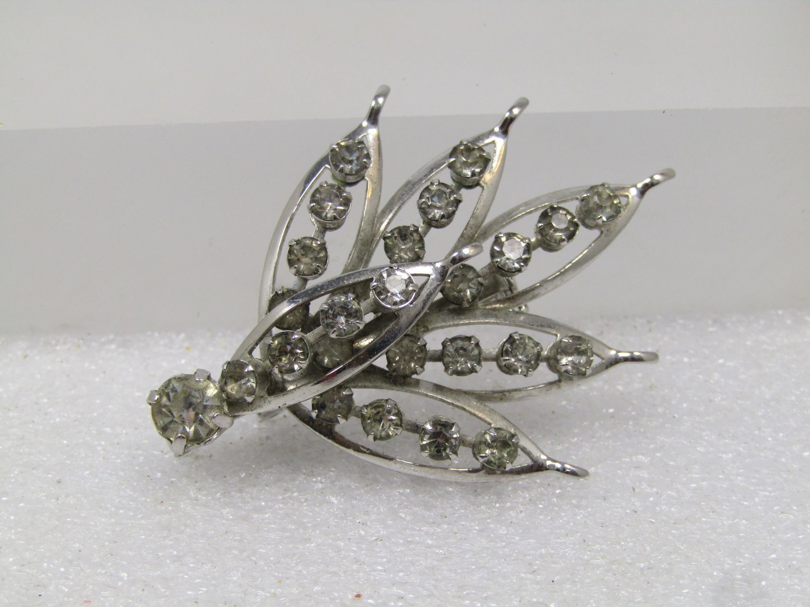 Vintage Clear Rhinestone Stem Brooch, 1960's - 6