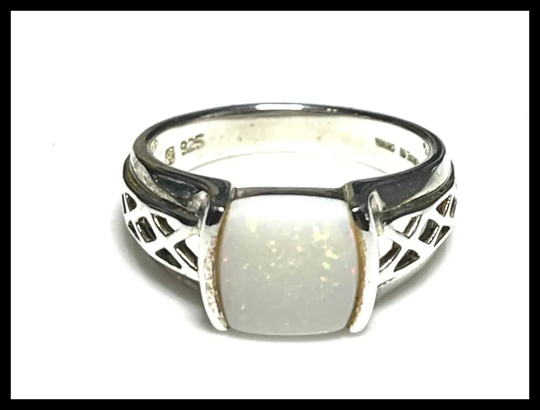 Estate Sterling Silver Opal Ring - 2