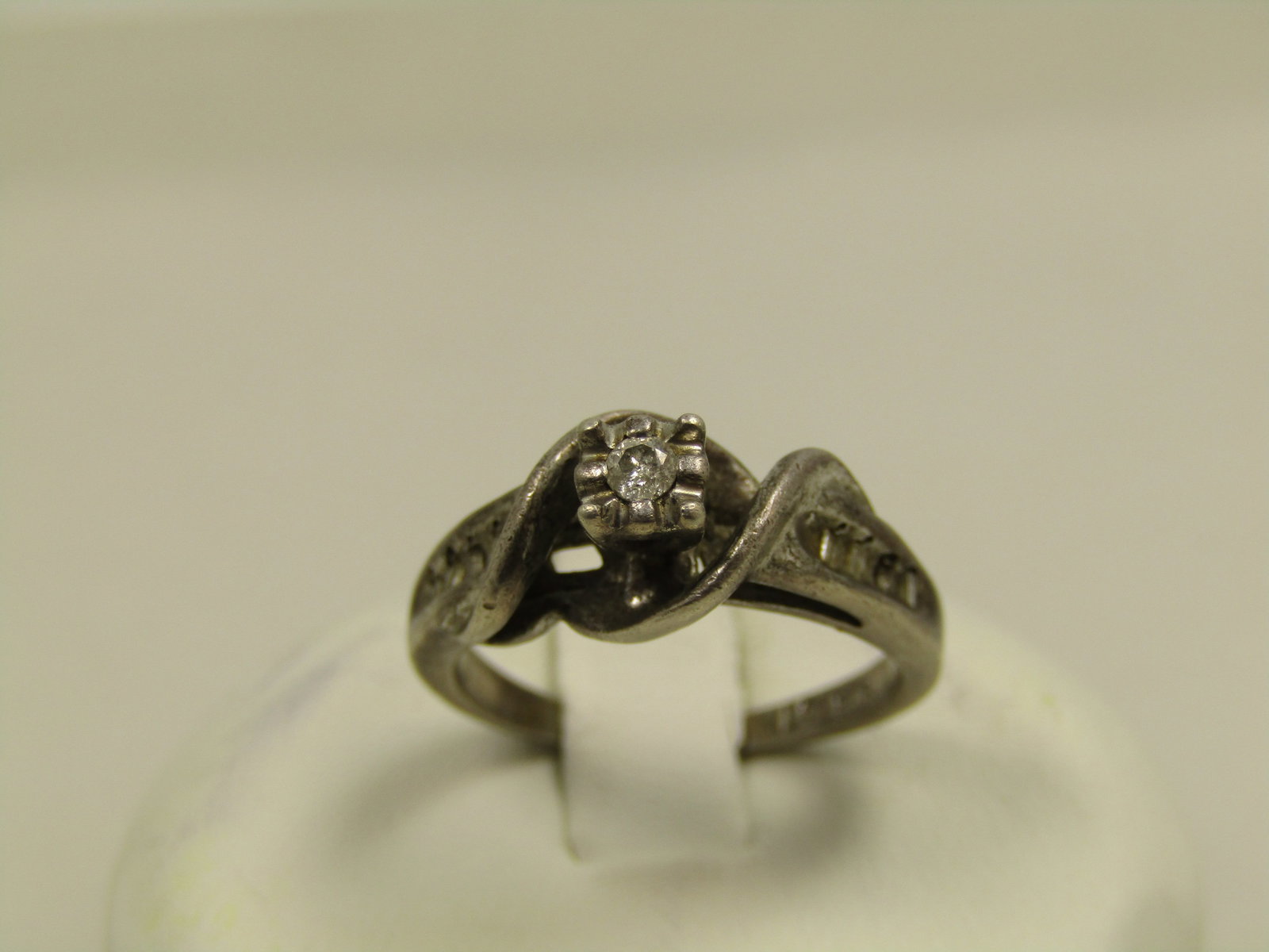 Vintage Sterling Diamond Engagement Ring. Sz. 5, 1960's-1970's, Signed (1 of 8)