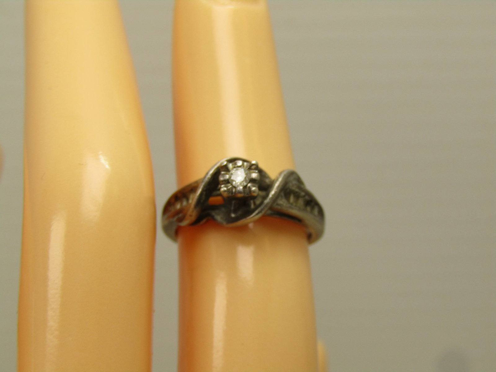 Vintage Sterling Diamond Engagement Ring. Sz. 5, 1960's-1970's, Signed - 7