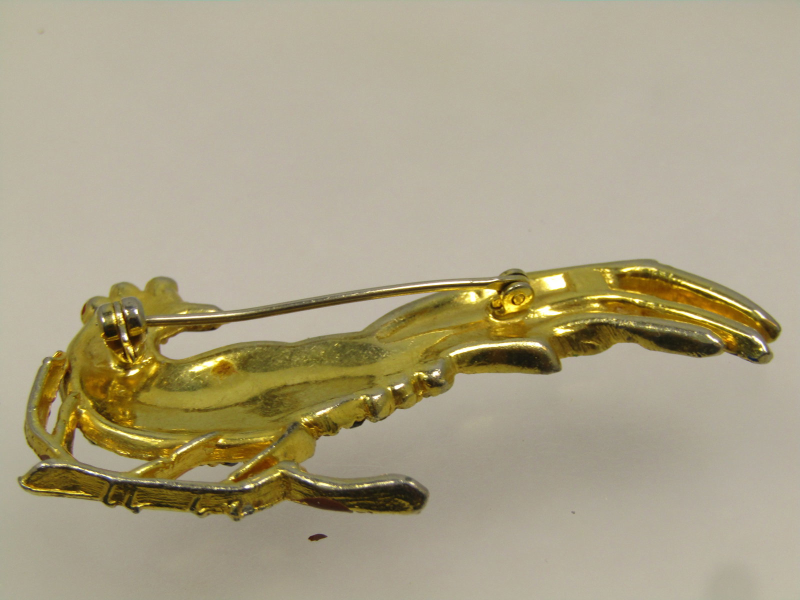 Vintage Enameled Rhinestone Bird Brooch, on Branch, 1940's-1950's - 3