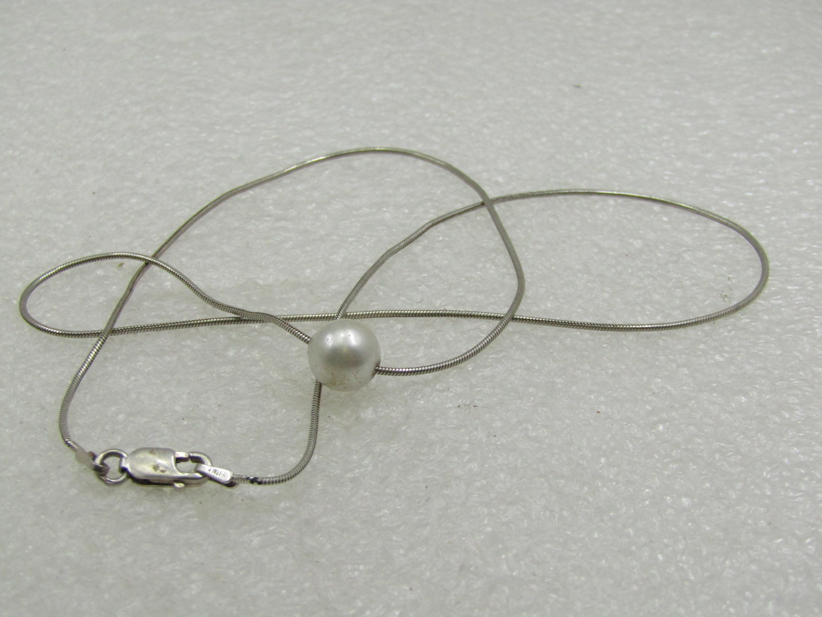 Vintage Sterling Slide Pearl Necklace, 18", Wedding/Prom - 4